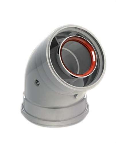 Koljeno dimnjaka promjer 60/100mm 45º žensko-žensko bijeli aluminij s referencom 610-45HHP1 marke FIG