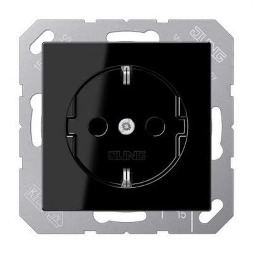 Schuko utičnica s crnom zaštitom od dodira Serija A s referencom A1521KISW marke JUNG