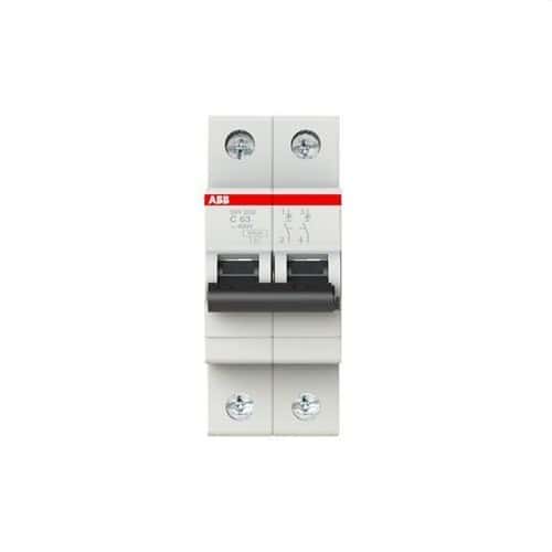 Magnetotermalni prekidač SH202-C63 2P 63A Krivulja C 6kA s referencom 2CDS212001R0634 marke ABB