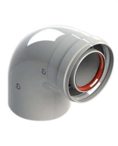 Koljeno dimnjaka promjer 60/100mm 90º muško-žensko bijeli aluminij s referencom 610-90MHP1 marke FIG