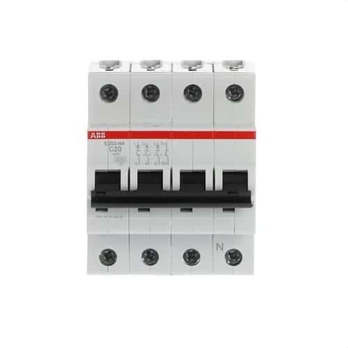 Magnetotermički prekidač S203-C20NA 3P+N 20A Krivulja C 10kA s referencom 2CDS253103R0204 marke ABB