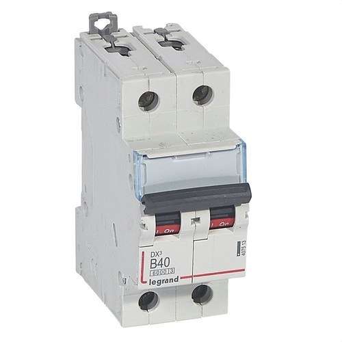 Magnetotermalni prekidač DX3 2P 40A Krivulja B 6/10kA s referencom 407513 marke LEGRAND