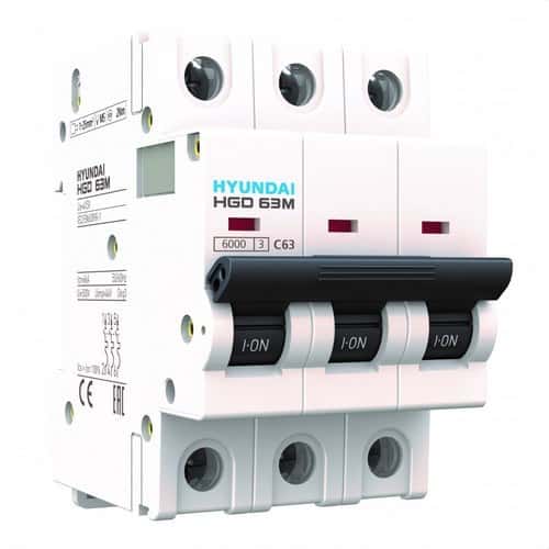 Magnetotermički prekidač STD 2P 6kA 25A Krivulja C s referencom HGD63-M2P025C marke HYUNDAI