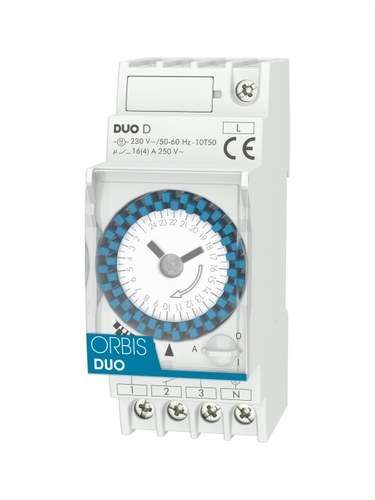 Analogni vremenski prekidač 2 MOD.DUO D 230V s referencom OB291032 marke ORBIS