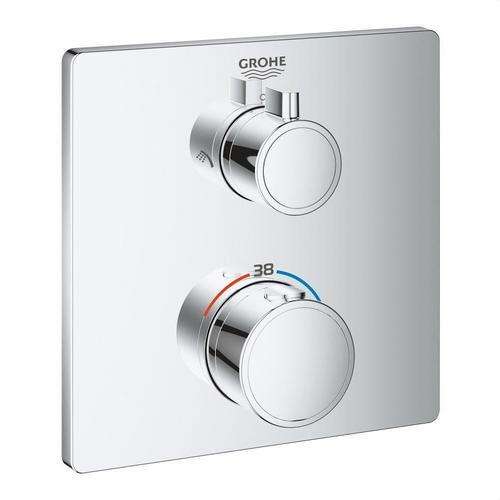 Tuš termostat za 2 izlaza s integriranim zatvaranjem i prebacivačem Grohtherm - Krom s referencom 24079000 marke GROHE