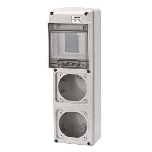Q-DIN5 kutija s 2 baze 16A IP65 s referencom GW68018N marke GEWISS