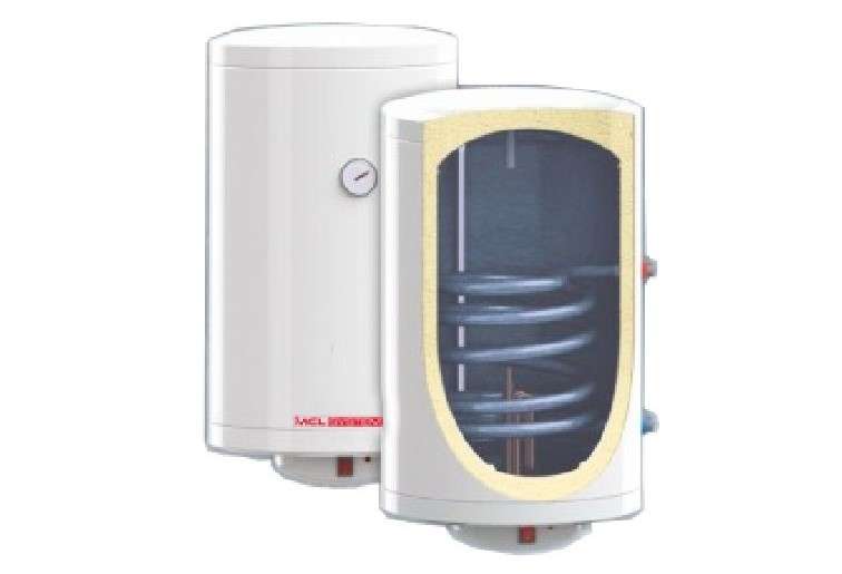 Zidni spremnik s emajliranim spiralnim izmjenjivačem, 150 litara, promjer 520 mm s referencom 07932 marke MECALIA