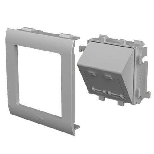 Nagnuta ploča 2 RJ45 aluminijske boje 80mm U24X s referencom 93754-03 marke UNEX