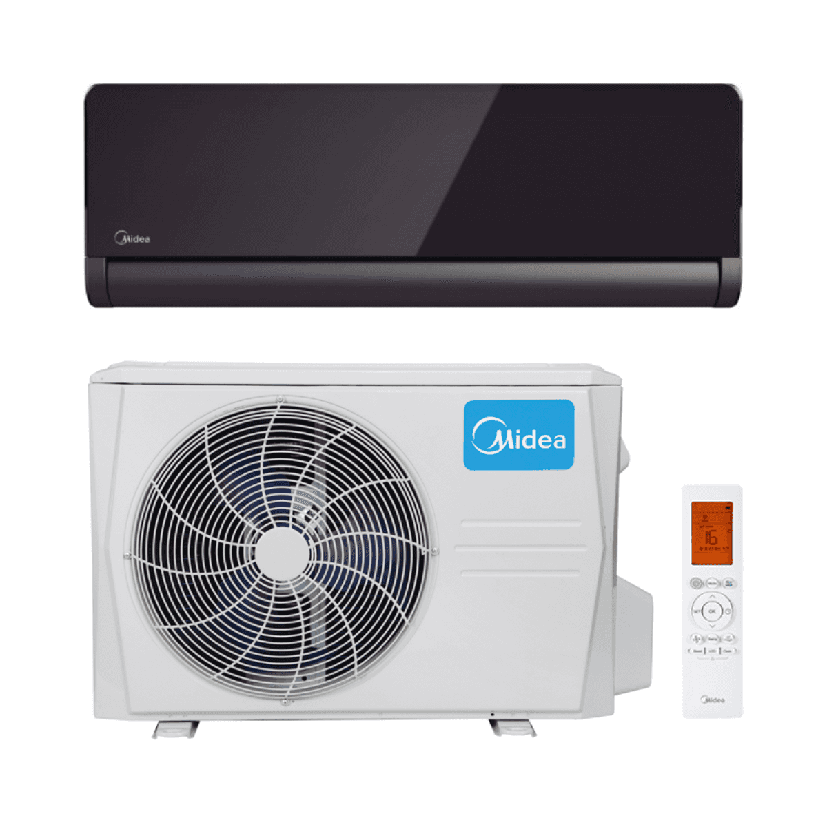 Crni klima uređaj Midea Pure Glass 3,5 kW 12000 BTU s referencom 35(12)N8I-1 marke MIDEA