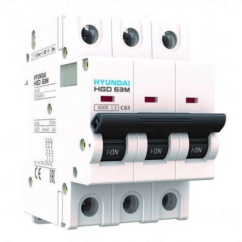 Magnetotermički prekidač STD 3P 6kA 40A Krivulja C s referencom HGD63-M3P040C marke HYUNDAI