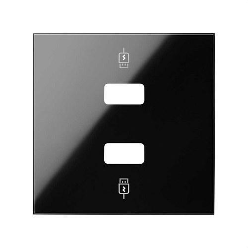 Poklopac za USB punjač s 2 priključka, sjajna crna, Simon 100 s referencom 10001096-138 marke SIMON