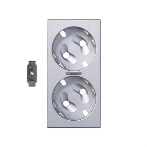 Poklopac za mehanizam dvostruke schuko utičnice s prozorčićem i LED indikatorom aluminij Simon 500 Cima s referencom 50011041-033 marke SIMON