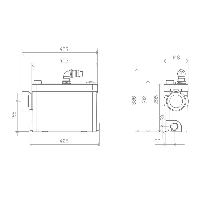 Sanitarni drobilica SFA SANIPACK za viseće WC školjke i kupaonice s referencom 0101422 marke SFA SANITRIT