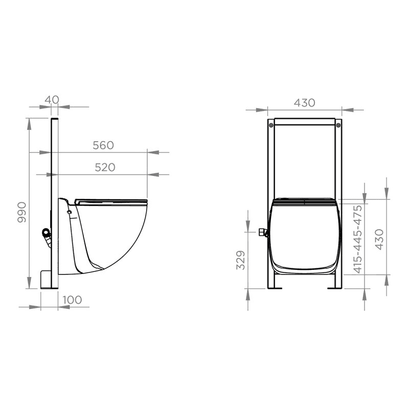 Okvir s WC školjkom s usitnjavačem SFA Sanicompact Comfort+ s referencom C72LVCPLUS marke SFA SANITRIT