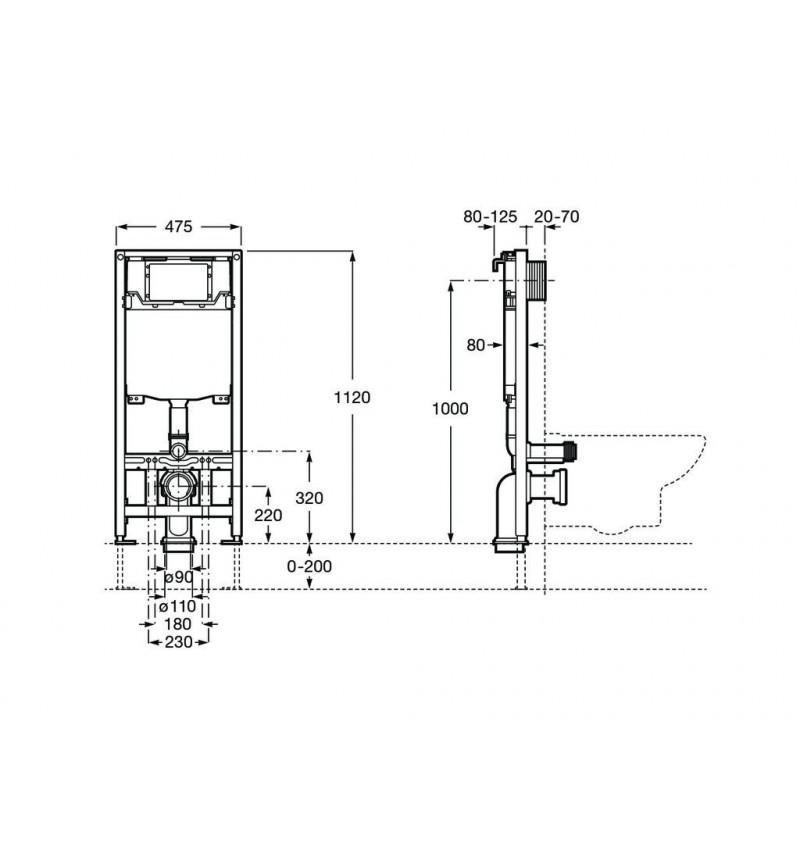 Okvir s dvostrukom vodokotlićem za viseću WC školjku Roca One s referencom A890070020 marke ROCA