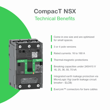 Automatski prekidač ComPacT NSXm160E 16kA AC 3P 160A Micrologic 4.1 ELINK s referencom C12E34V160L marke SCHNEIDER ELECTRIC