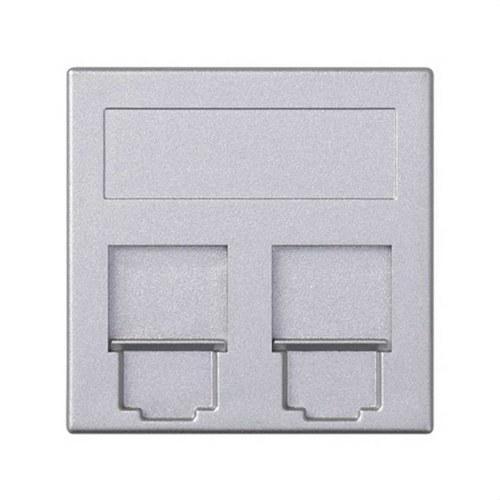 Ravna ploča za glas i podatke s poklopcem, 1 element za 2 RJ45, kompatibilna s drugim proizvođačima, aluminij, Simon 500 Cima s referencom 50000089-033 marke SIMON