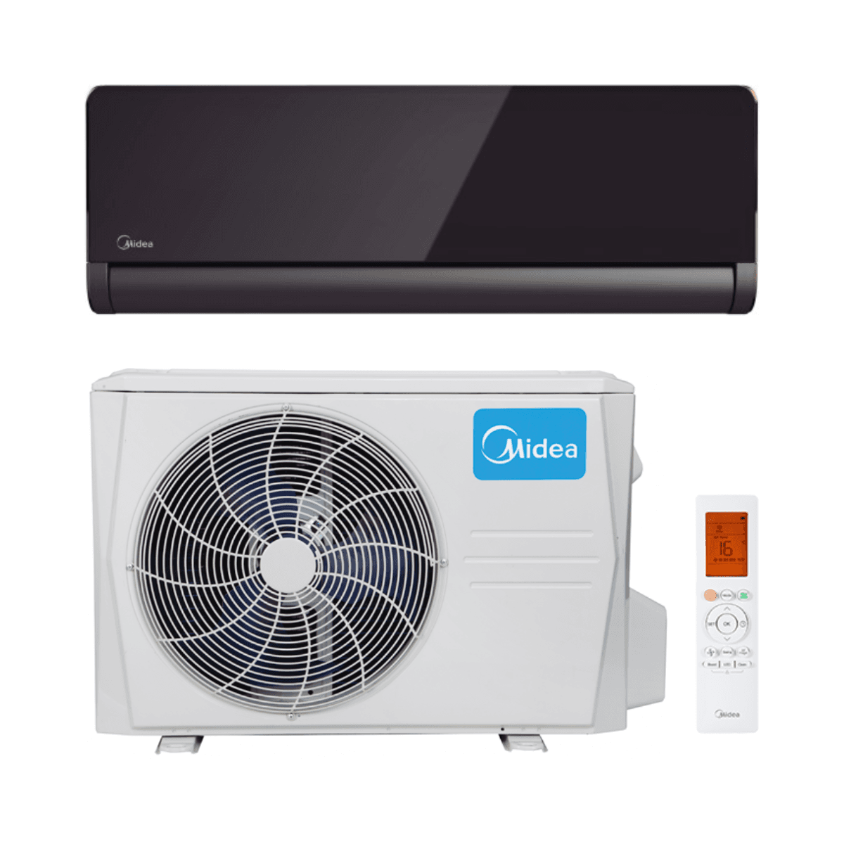Crni klima uređaj Midea Pure Glass 3,5 kW 12000 BTU s referencom 35(12)N8I-1 marke MIDEA